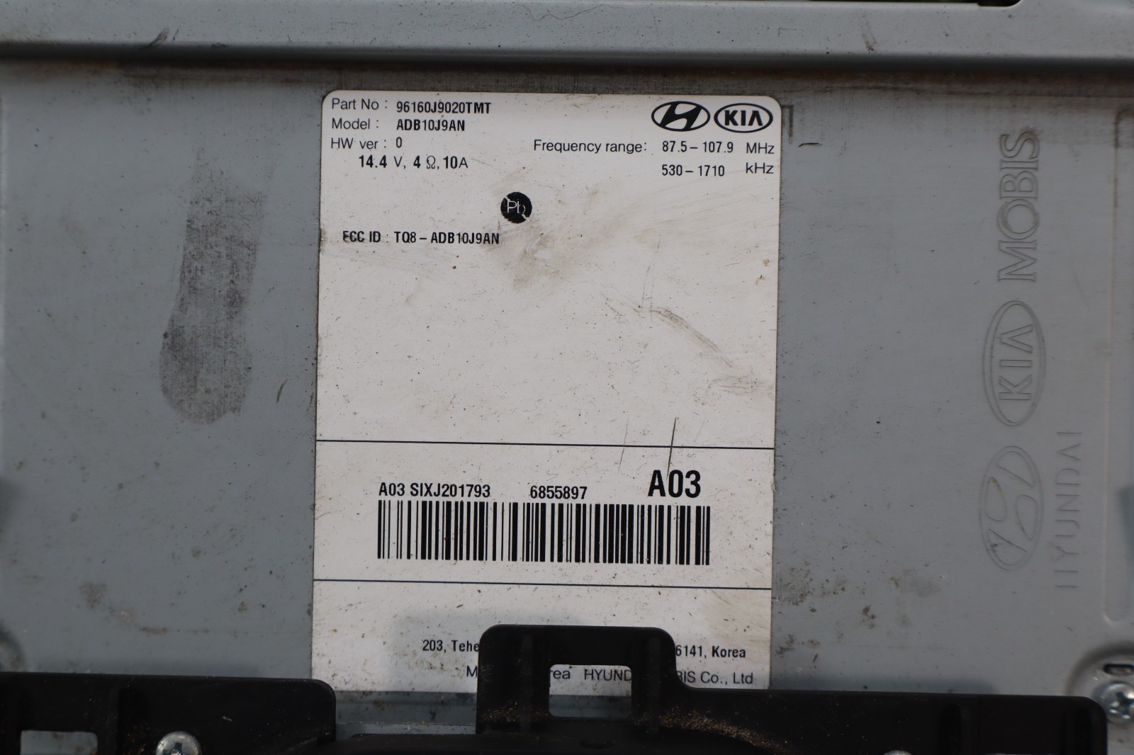 2018-2021 Hyundai Kona Radio Media Information Display Screen 96160J9020TMT OEM