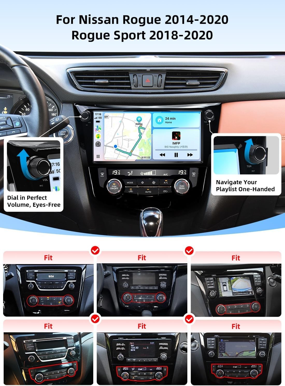 Dasaita G13 Car Radio For Nissan Rogue 2014-2020 Rogue Sport 2018-2020 CarPlay