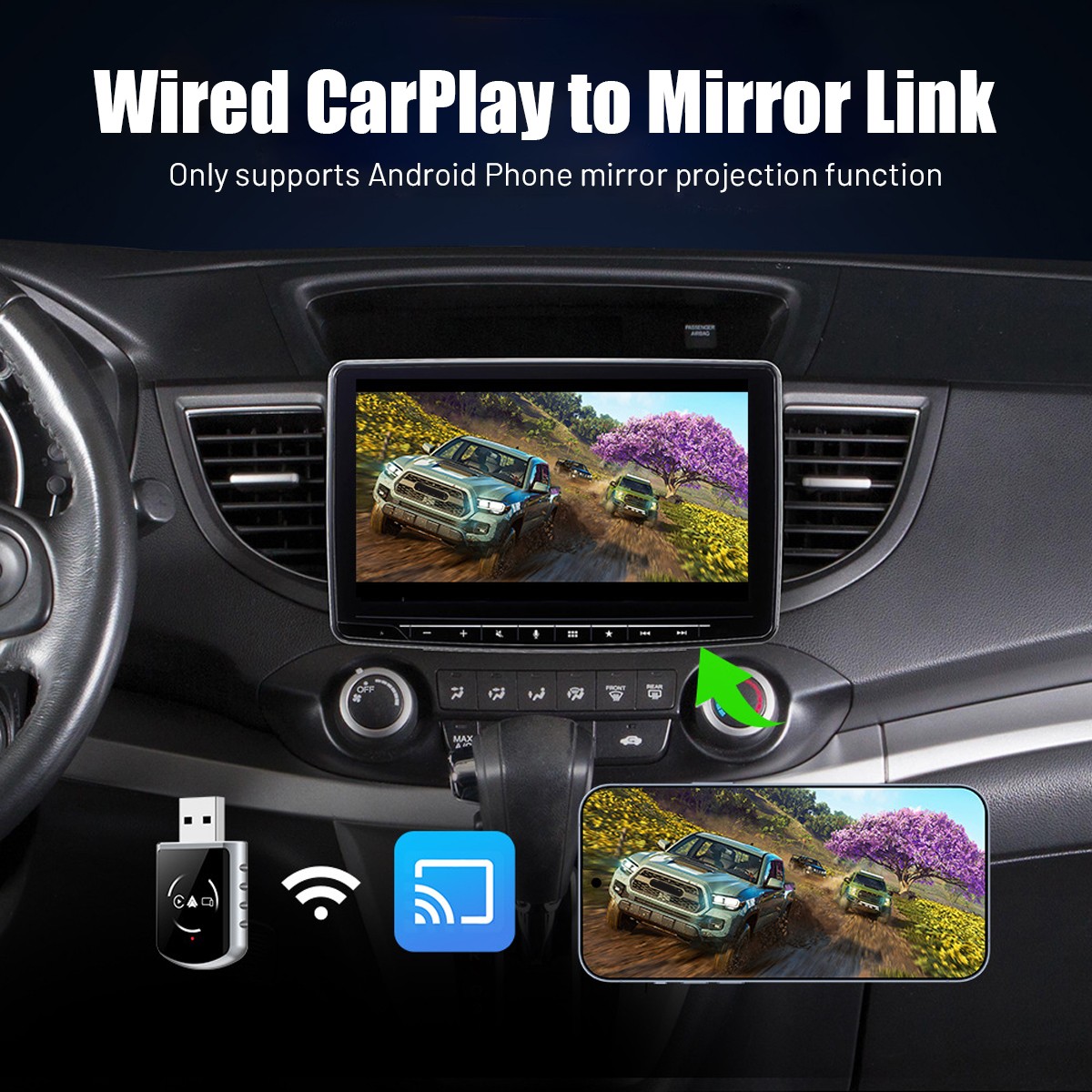 4 in 1 Wireless CarPlay Android Auto Adapter 5GHz WiFi USB & Type-C Plug & Play