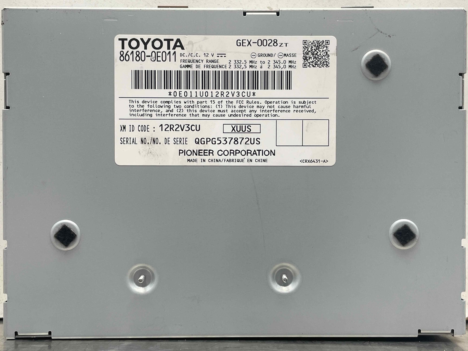 2017 Toyota Highlander OEM Satellite Radio Receiver Module 86180-0E011 2014-2019