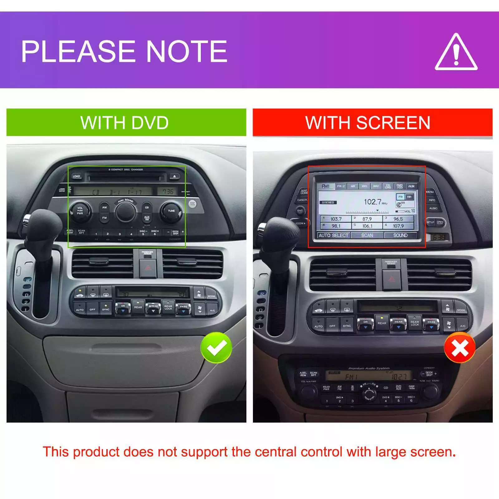 Radio Carplay For 2005-2010 Honda Odyssey FM RDS Touchscreen EQ Cam