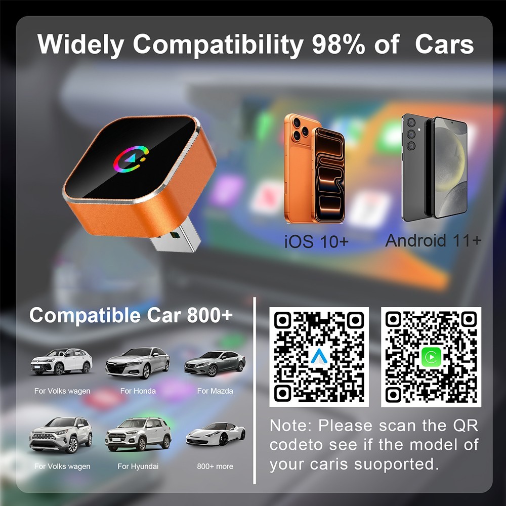TrolinkTek 2-in-1 Wireless Android Auto Carplay Adapter Fast Connect Plug & Play