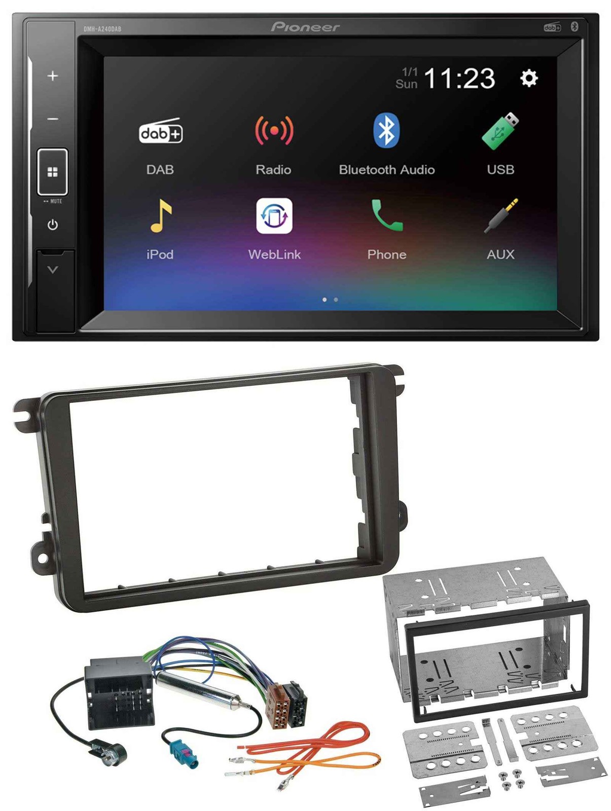 Pioneer DAB MP3 2DIN Bluetooth USB Car Stereo for VW Caddy Golf 5 6 Jetta 2003 onwards