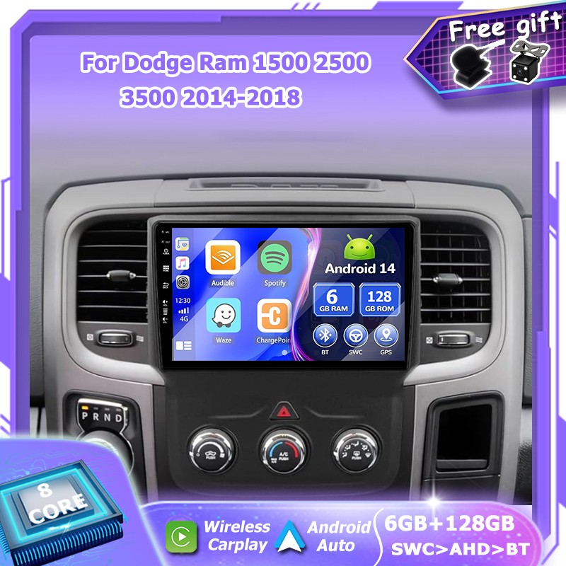 For 2013-2018 Dodge Ram 1500 2500 3500 CARPLAY CAR RADIO ANDROID14 NAVI GPS 128G