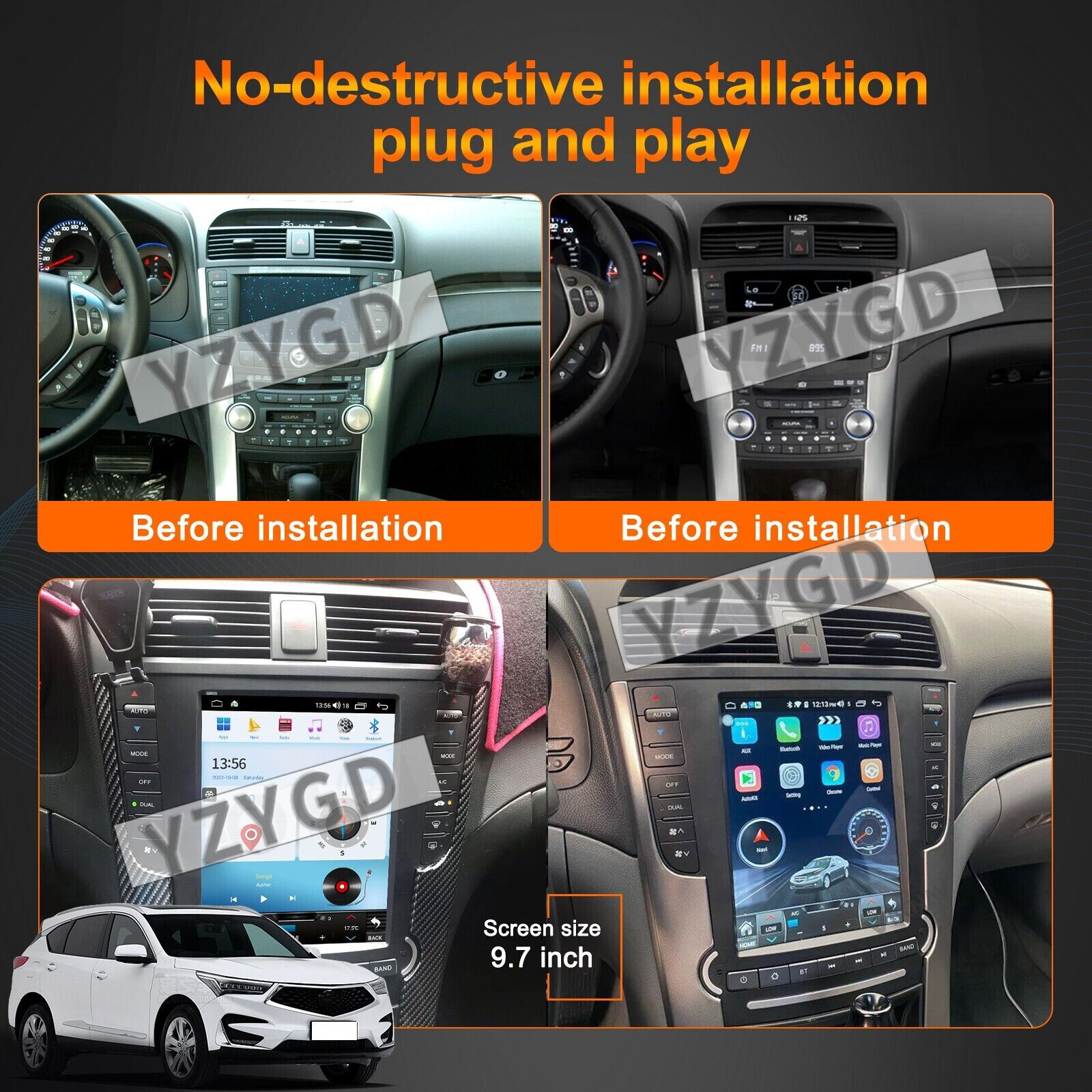 For Acura TL 2004-2008 Android Carplay Car Radio Stereo GPS Multimedia Stereo 4G