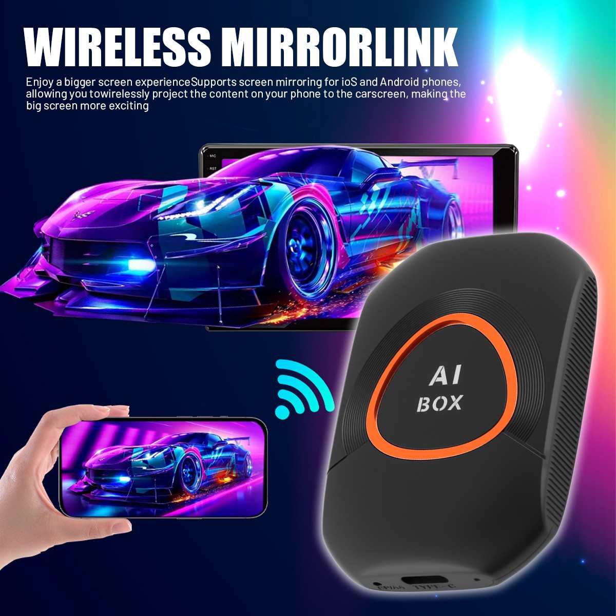 4 in 1 Wireless CarPlay & Android Auto AI Box For Netflix YouTube Airplay
