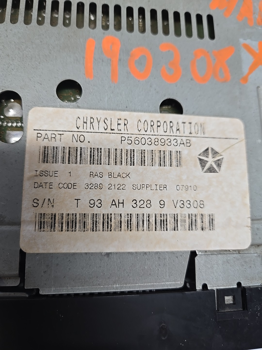 1984-2002 Chrysler Dodge Jeep OEM Cassette Player AM/FM Radio Part # P56038933AB