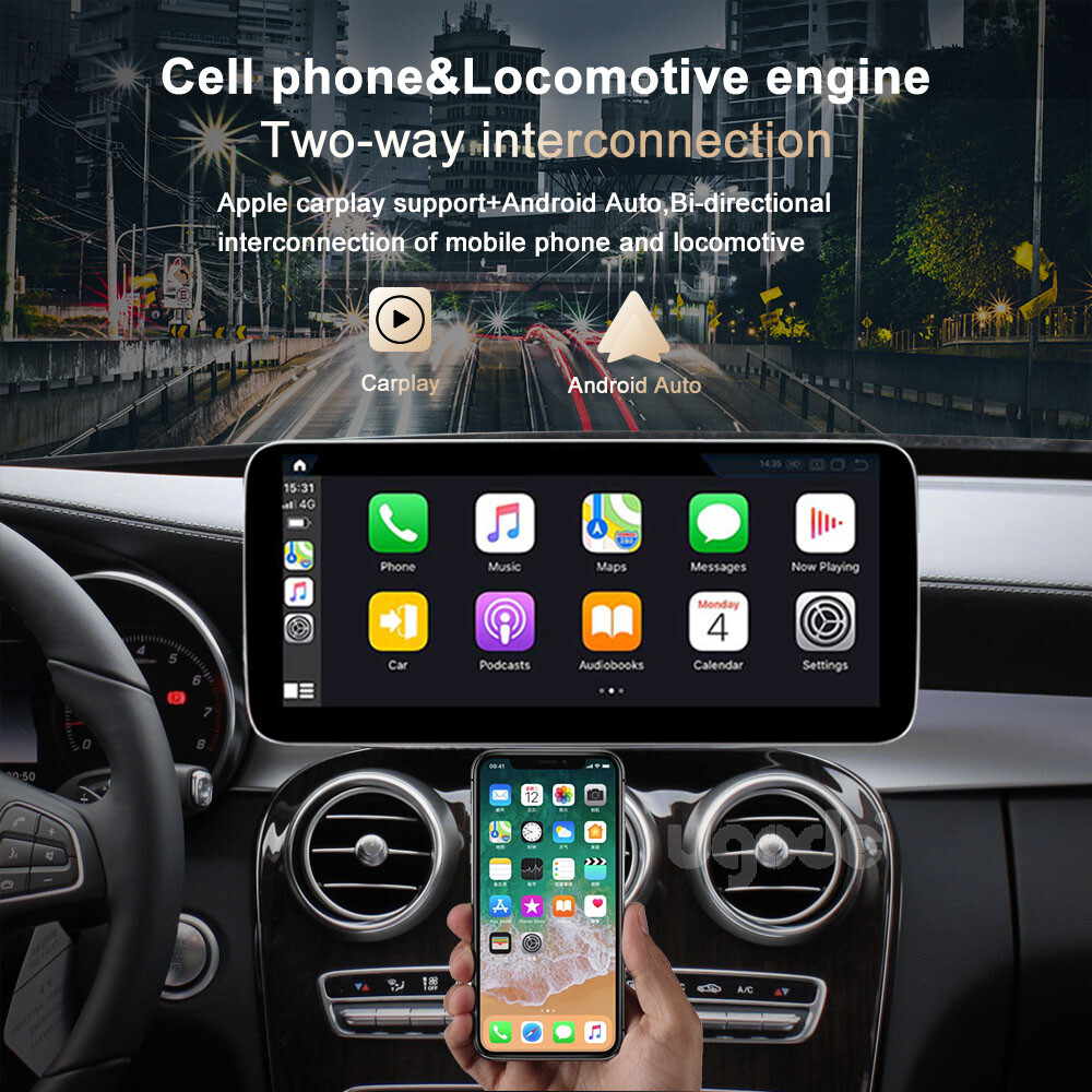 Ugode 12.3in Android Screen CarPlay GPS Mercedes Benz C GLC W205 2014-2019 NTG5