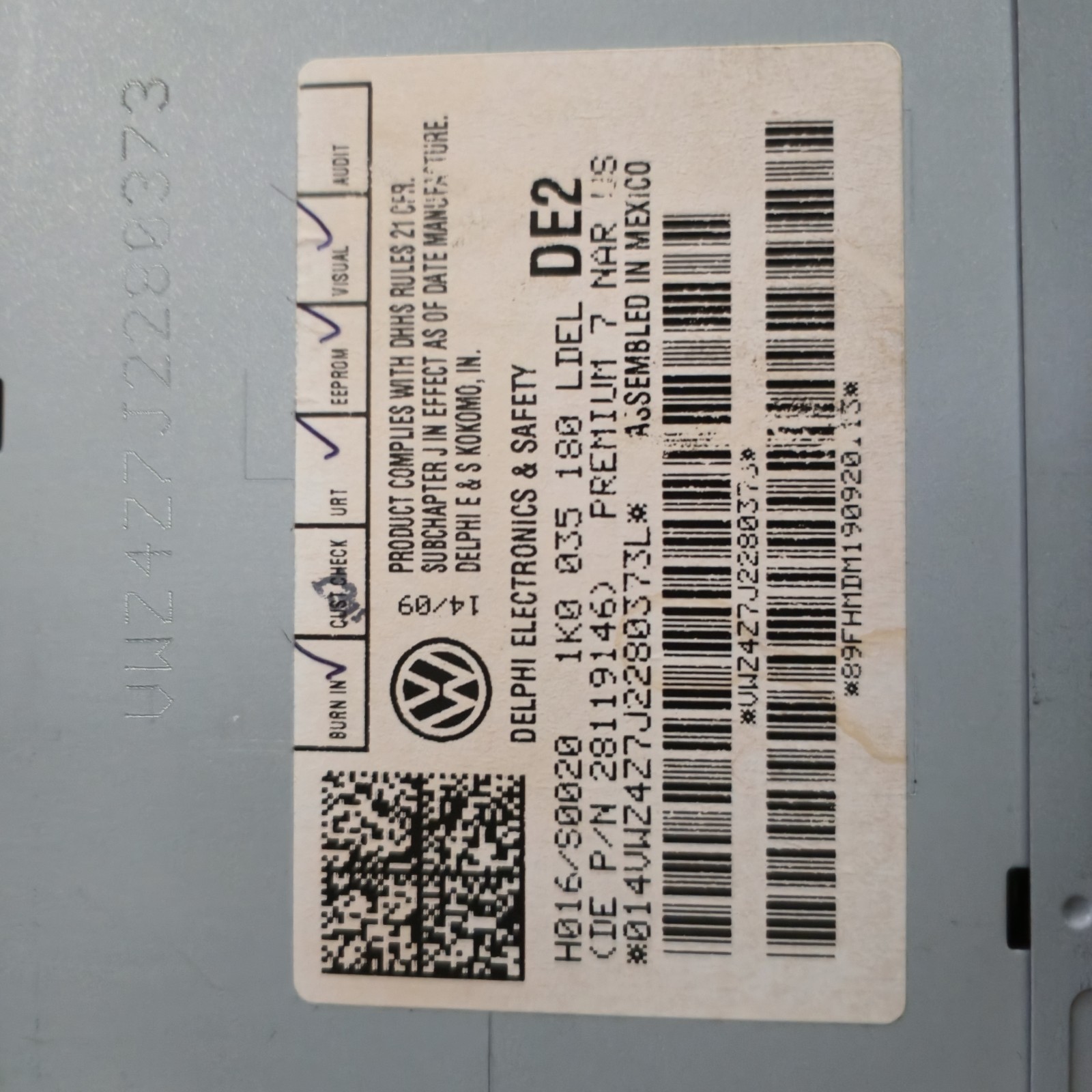 2009 Volkswagen Jetta Stereo Head Unit