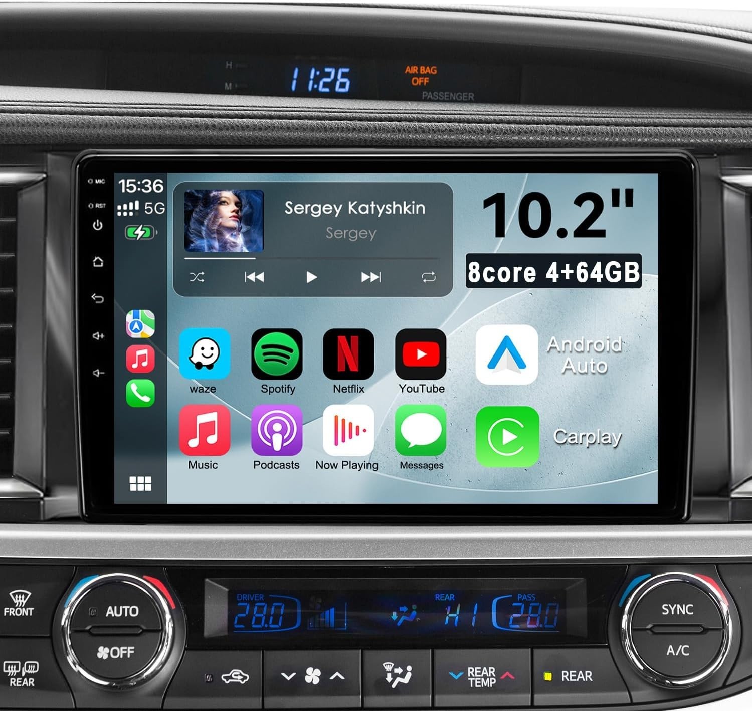 Toyota Highlander 2014-2019 Head Unit 10.2″ QLED Touchscreen CarPlay Android Aut