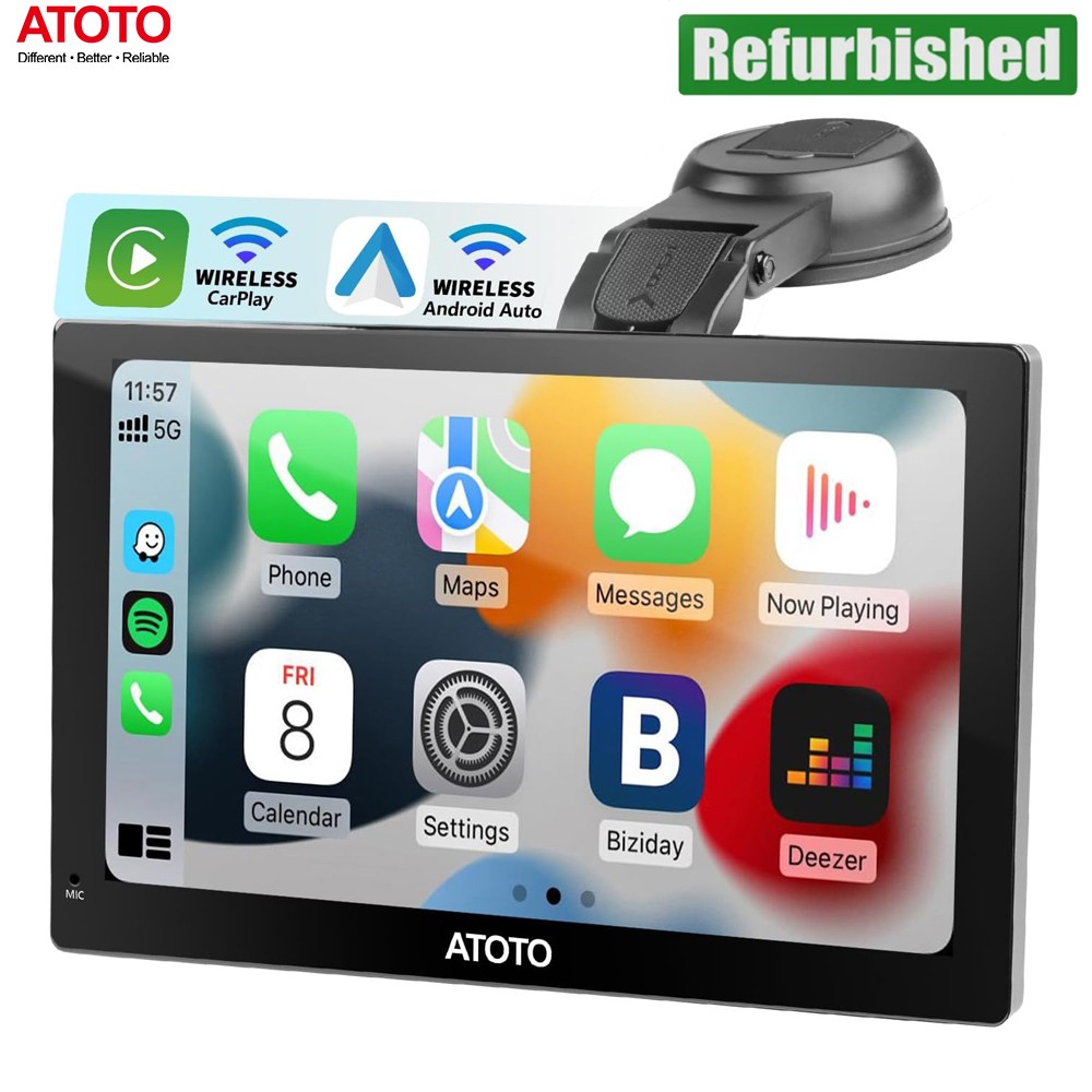 ATOTO P5 9″ QLED Portable Car Stereo Wireless Carplay Android Auto Bluetooth FM