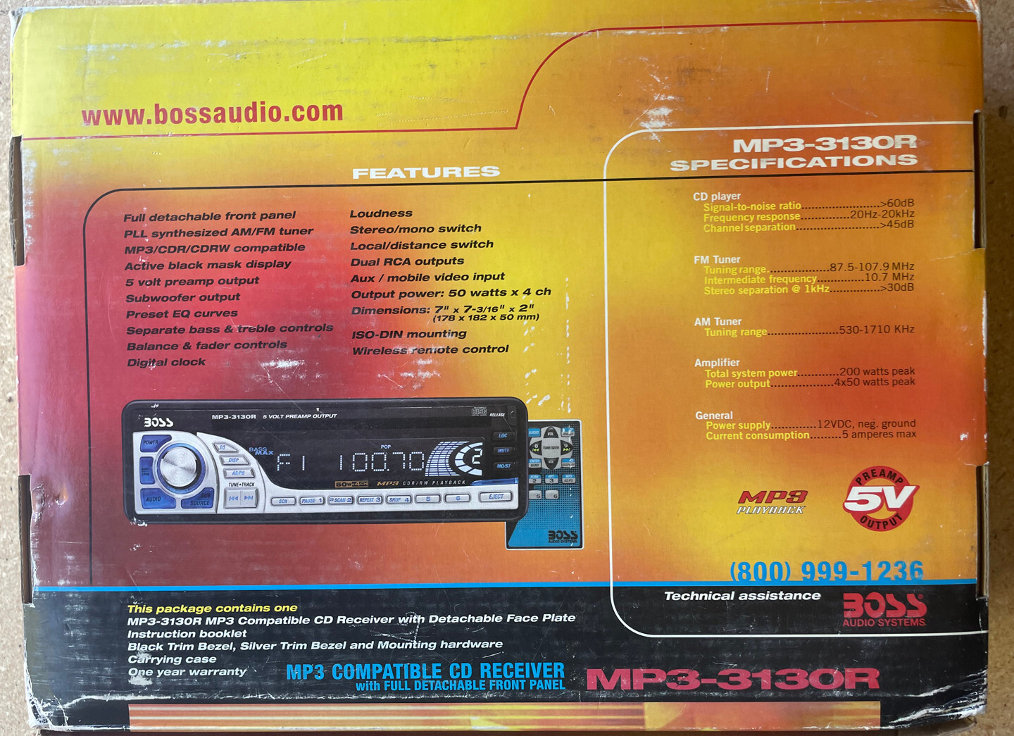 BOSS CAR AUDIO MP3-3130R CAR STEREO RECEIVER NEW OLD STOCK MP3/CD-R/CD-RW