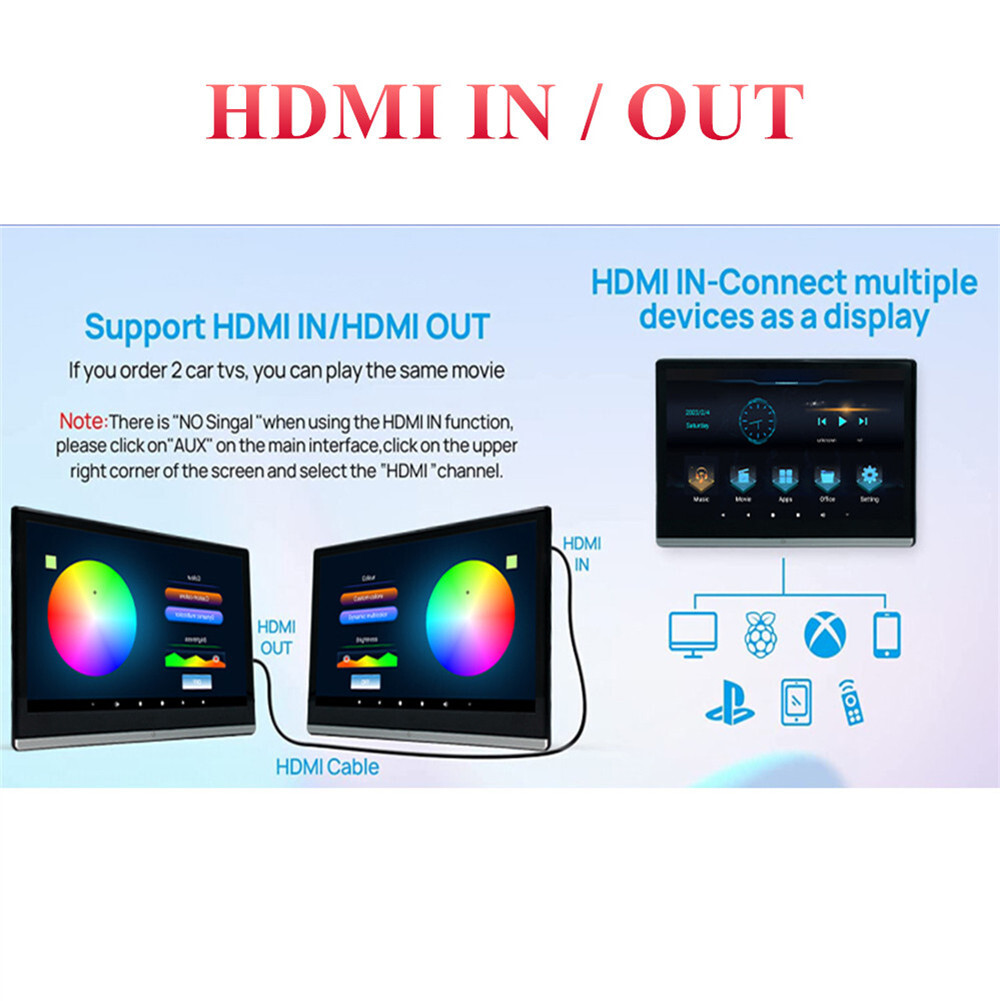 2PCS Android 11 Car Rear Headrest Monitor Player 13.3in Touch Screen 4+64G WIFI