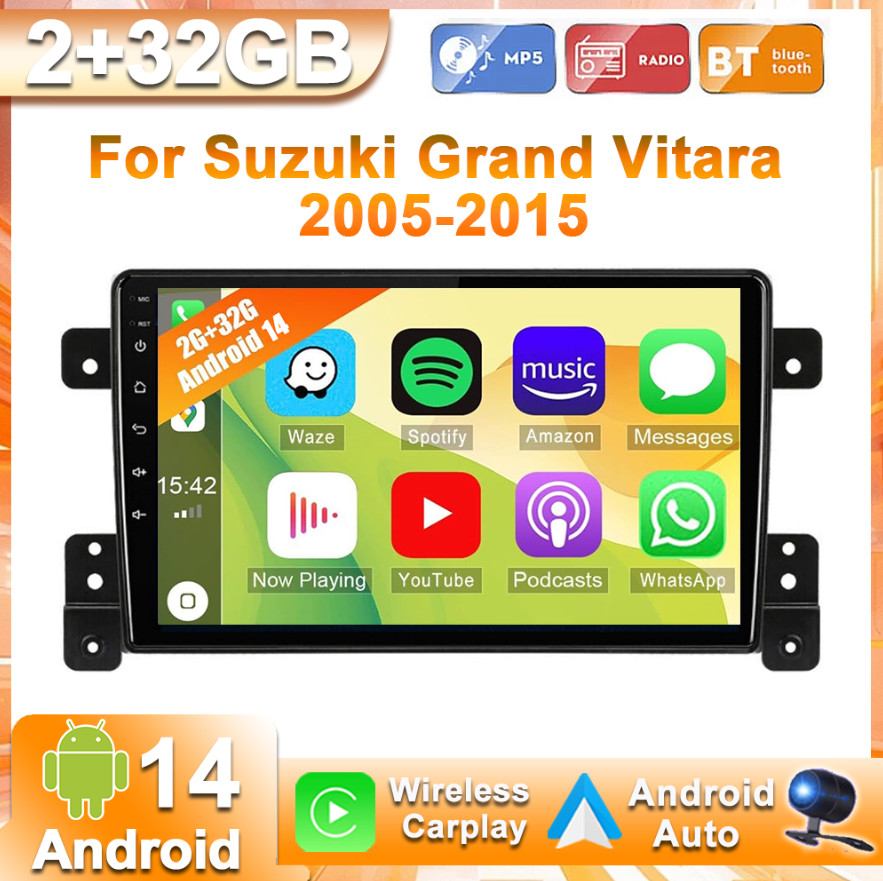 For Suzuki Grand Vitara 2005-2015 Carplay Android 14.0 Car Stereo Radio GPS DAB+