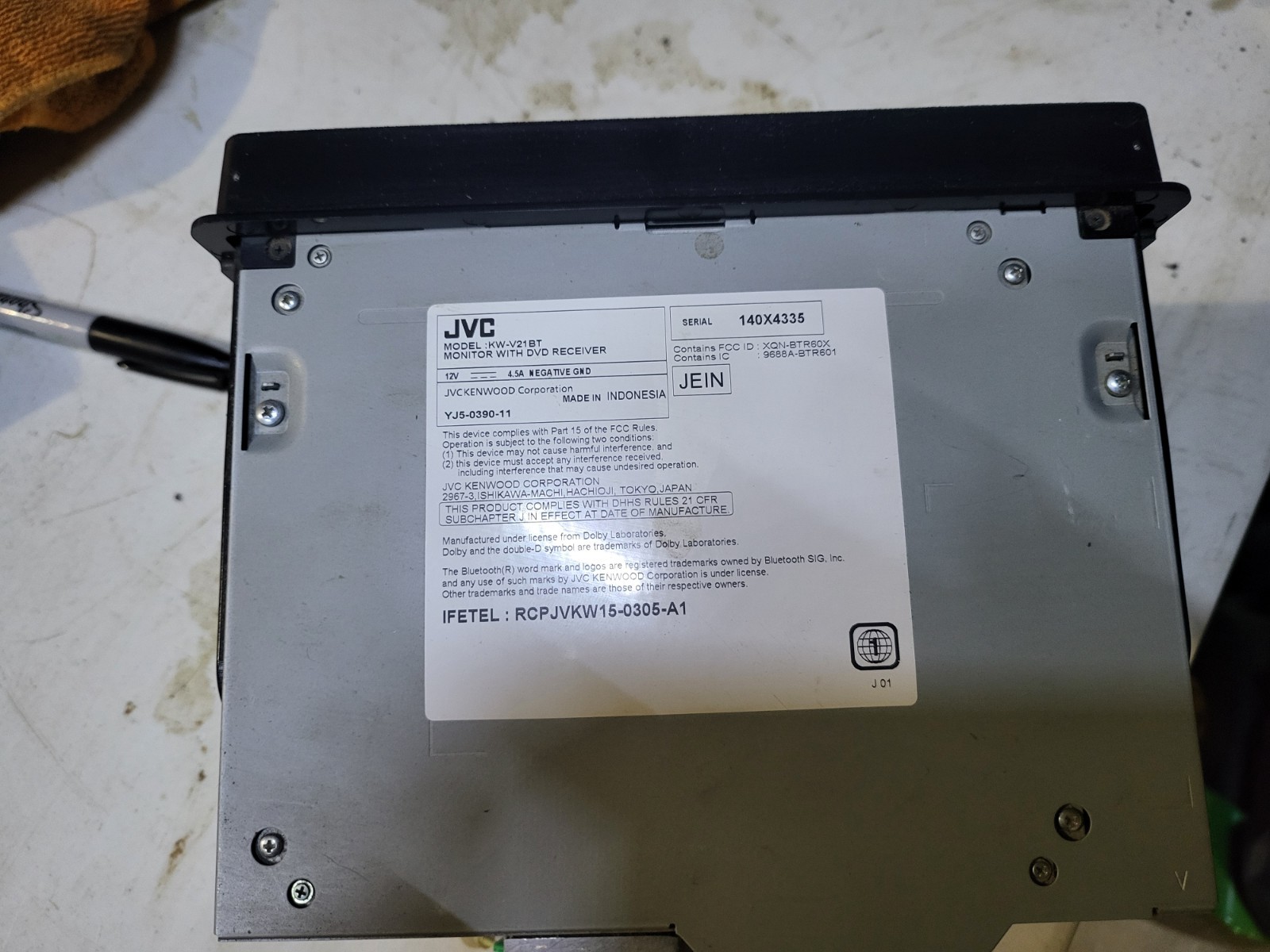 JVC KW-V21BT 6.8″ DVD Receiver – UNTESTED