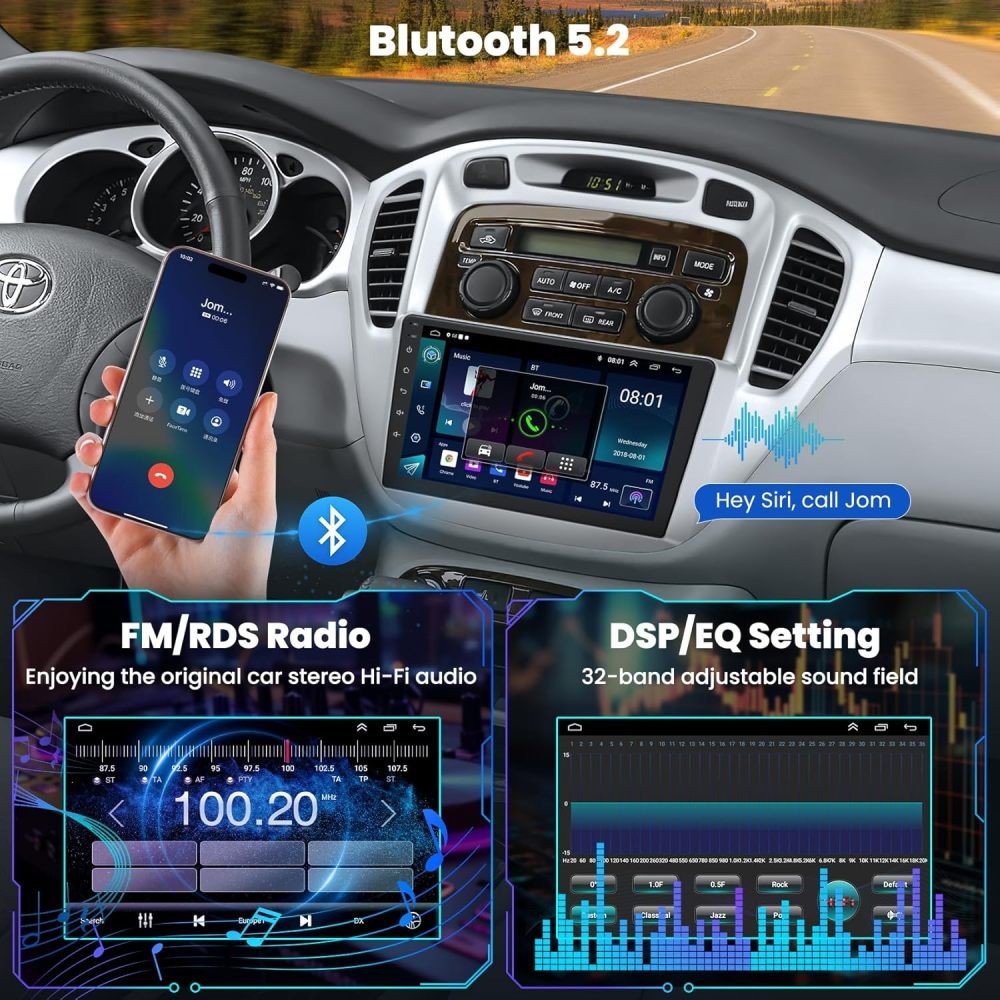 2+64G For Toyota Highlander 2000-2007 Carplay Android 15 Car Stereo Radio GPS BT