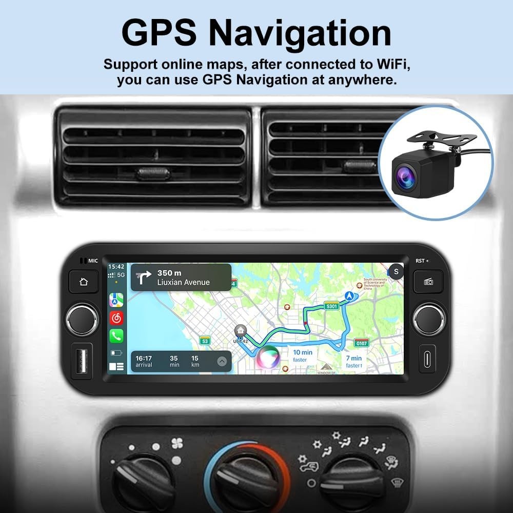 6.8″Android15 Carplay 64GB Car Stereo Radio GPS Navi For 2003-2006 Jeep Wrangler