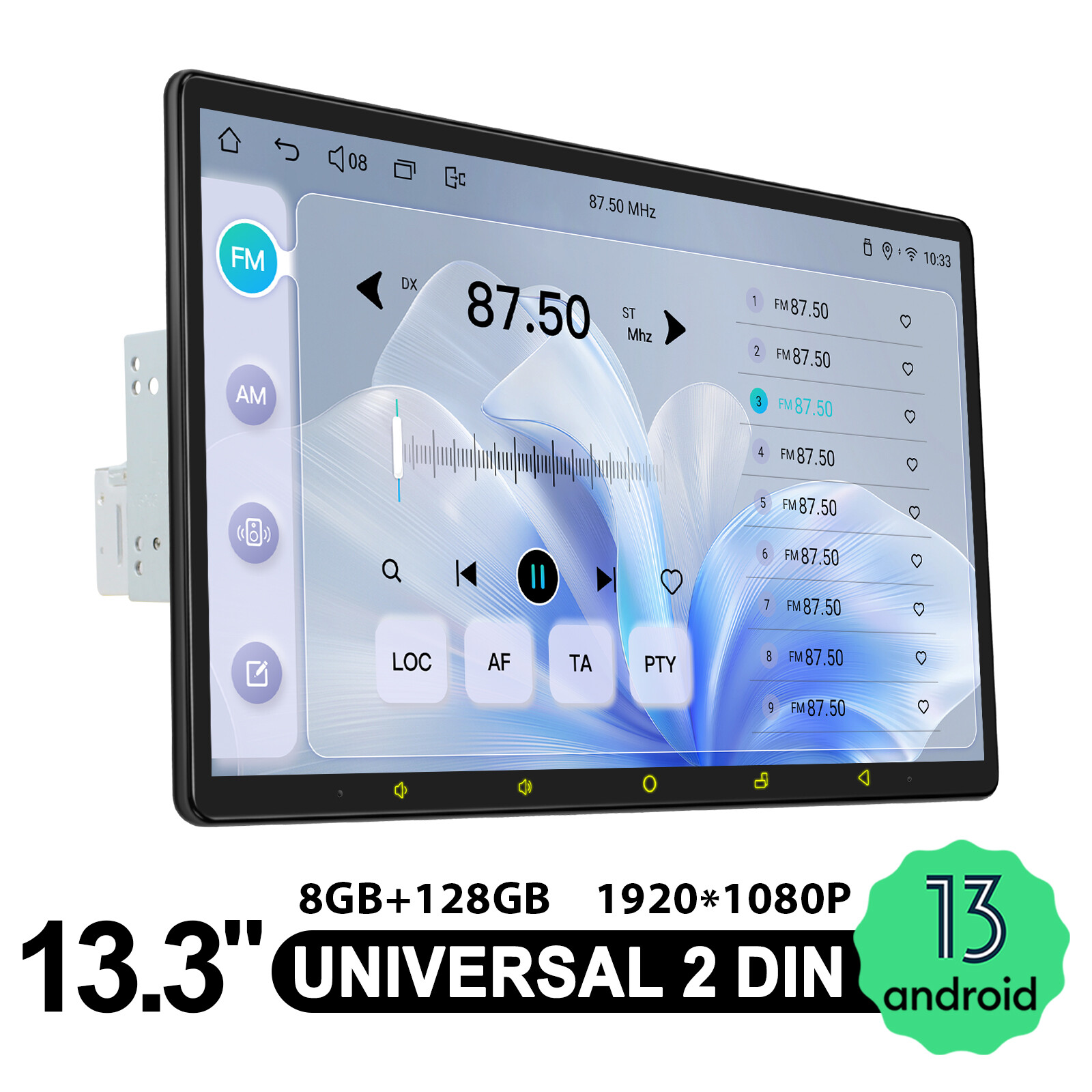2 DIN DSP Android Tablet 13 inches Car Stereo with bluetooth car play octa core