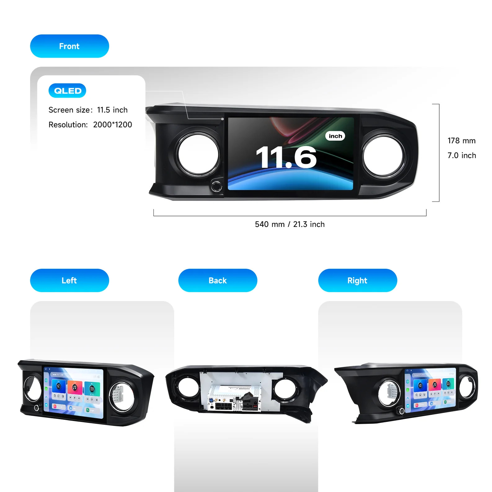 Dasaita CarRadio 11.6″ For Toyota Tacoma 2016-2023 CarPlay GPS 8G+256G