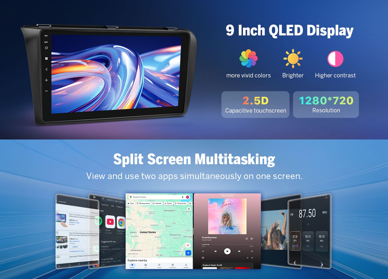 For mazda3 2004-2009 Android 13 9″ QLED 6+64 Car Stereo CarPlay Bose Support SWC
