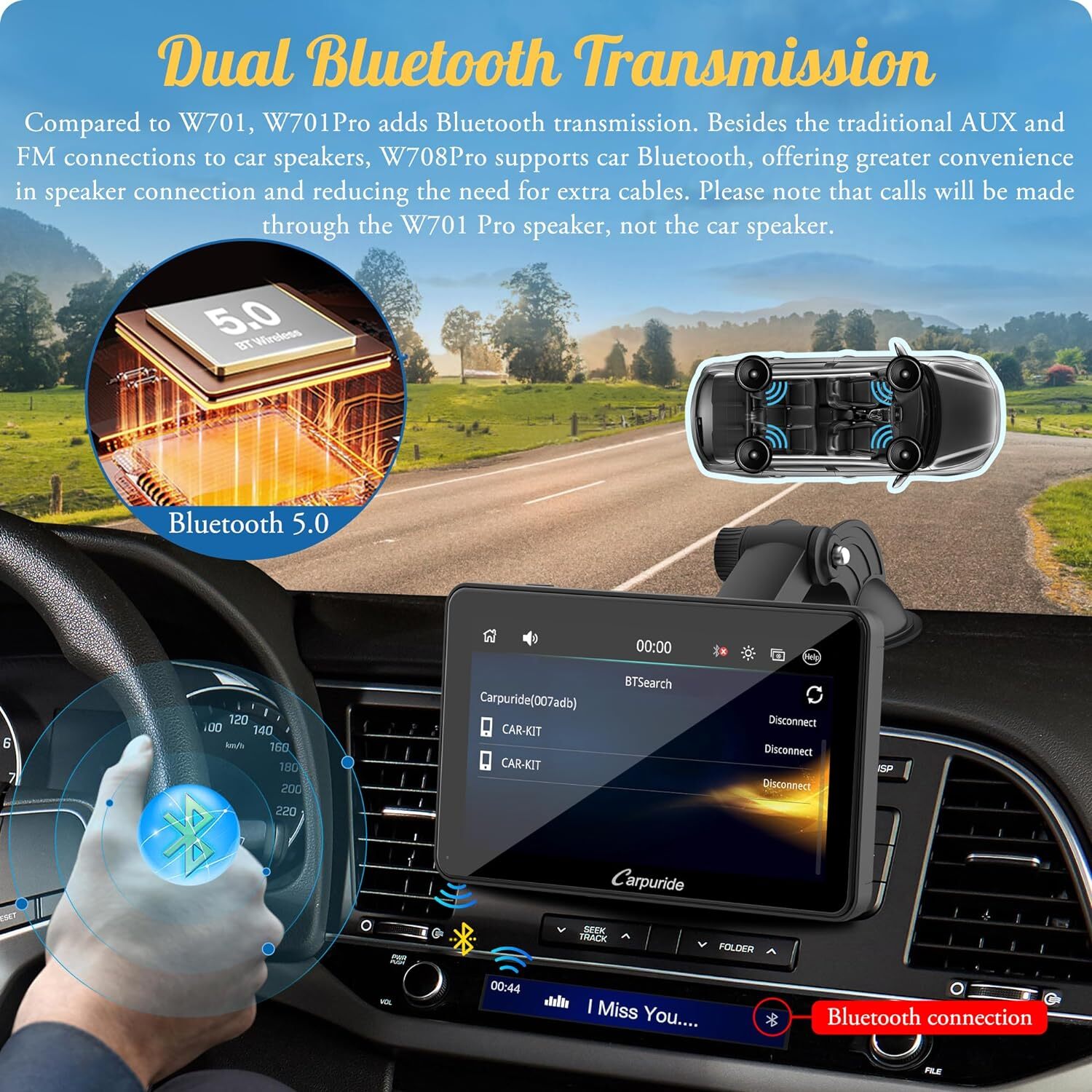 Carpuride W701Pro Wireless Carplay Android Auto Car Stereo Dual Bluetooth Audio