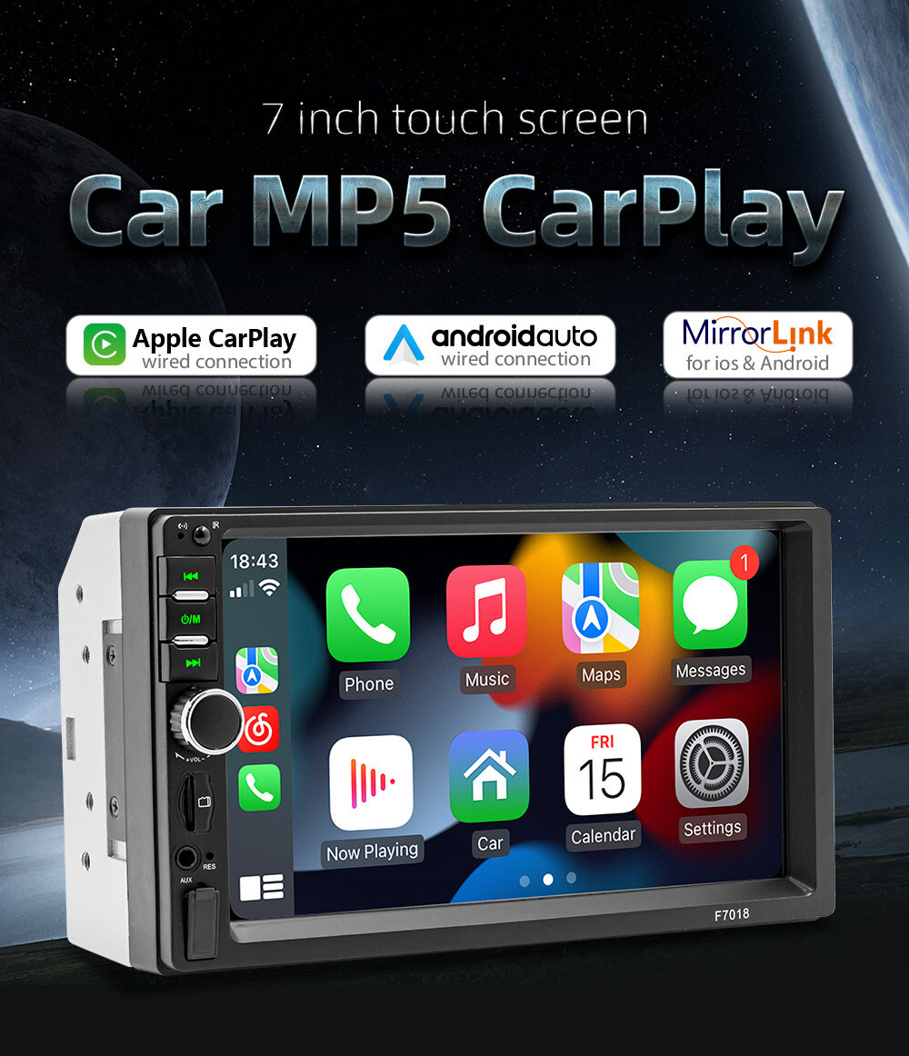Car Radio Stereo MP5 Player BT For Carplay Android Auto FM Touch Screen 2Din