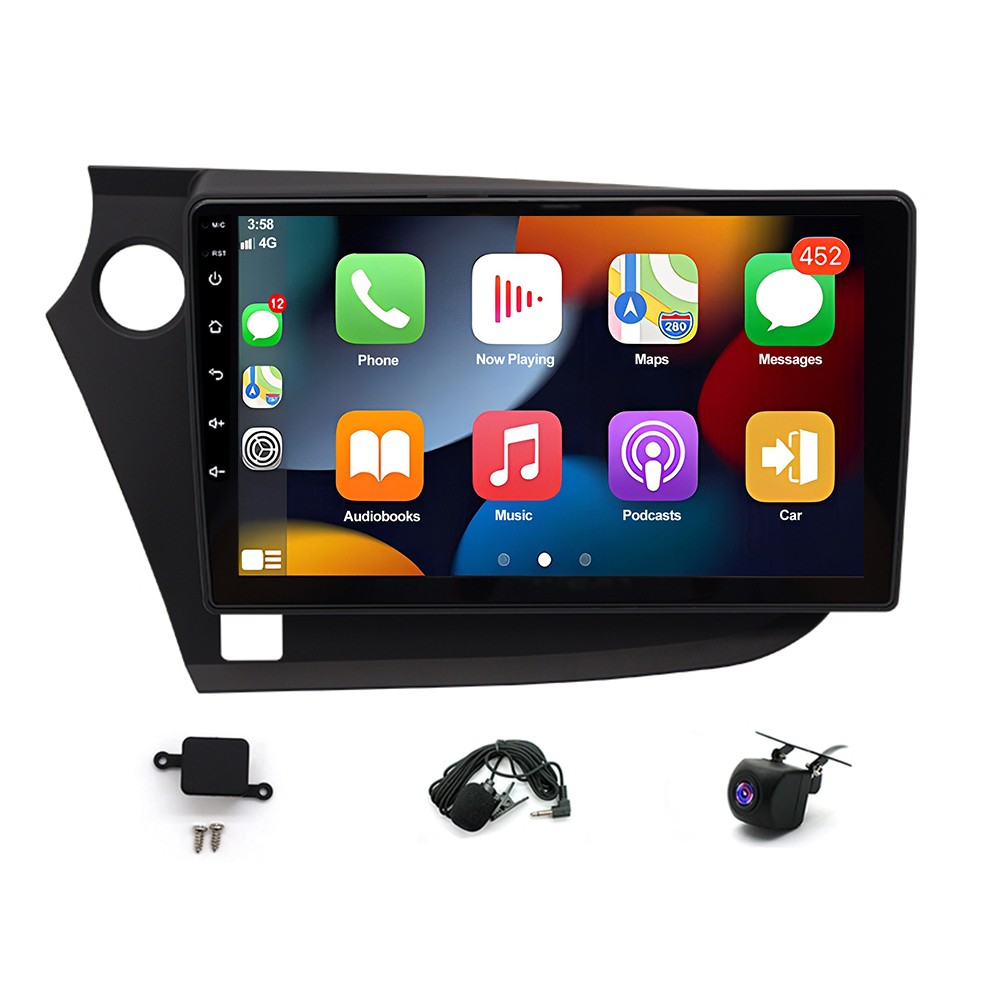 4+64G Android 15 CarPlay Stereo Radio GPS Sat Nav 9″ For Honda Insight 2009-2014