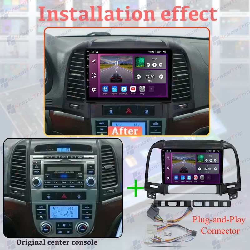 Car Radio For Hyundai Santa Fe 2006 – 2012 8 Core 64GB Carplay Head Units Audio