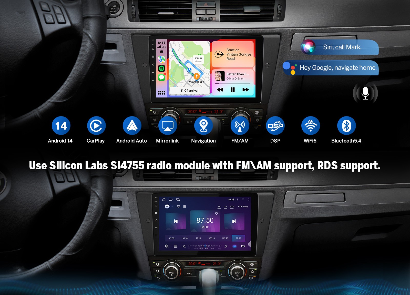 For BMW E90/E91/E92 325 328 Android 10 Stereo 8-Core 9″ Car Radio GPS USB Stereo