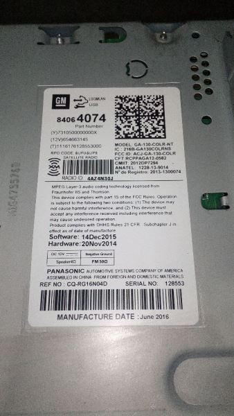AM-FM-CD MP3 Player 84064074 Opt Ufu Fits 16-17 EQUINOX 6930247