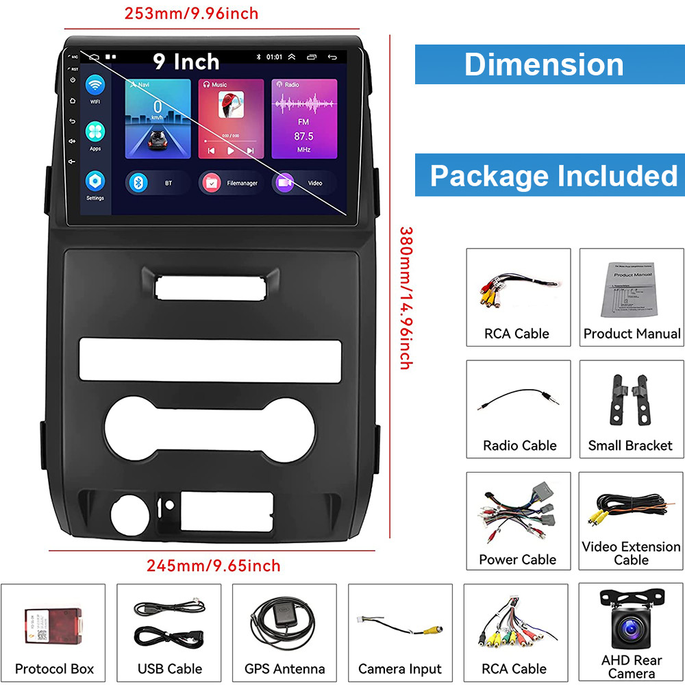 9″ For Ford F150 2009-2014 Android 13 Carplay Car Stereo Radio WiFi GPS Navi+CAM