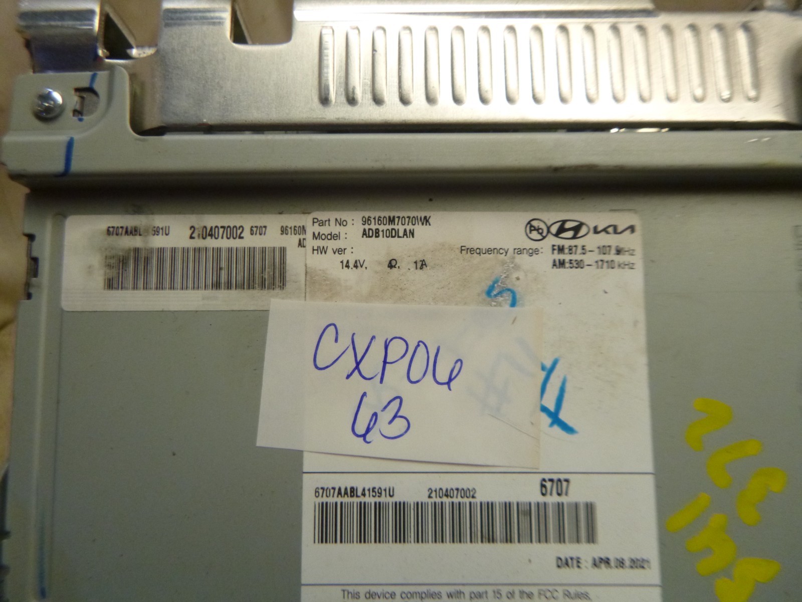 19 20 21 Kia Forte Radio Receiver 96160M7070WK CXP06