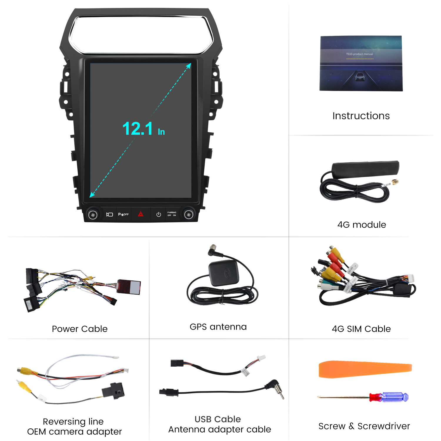 12.1″ Android 13 Car Radio Stereo 8 Core for Ford Explorer 2011-2019 CarPlay GPS