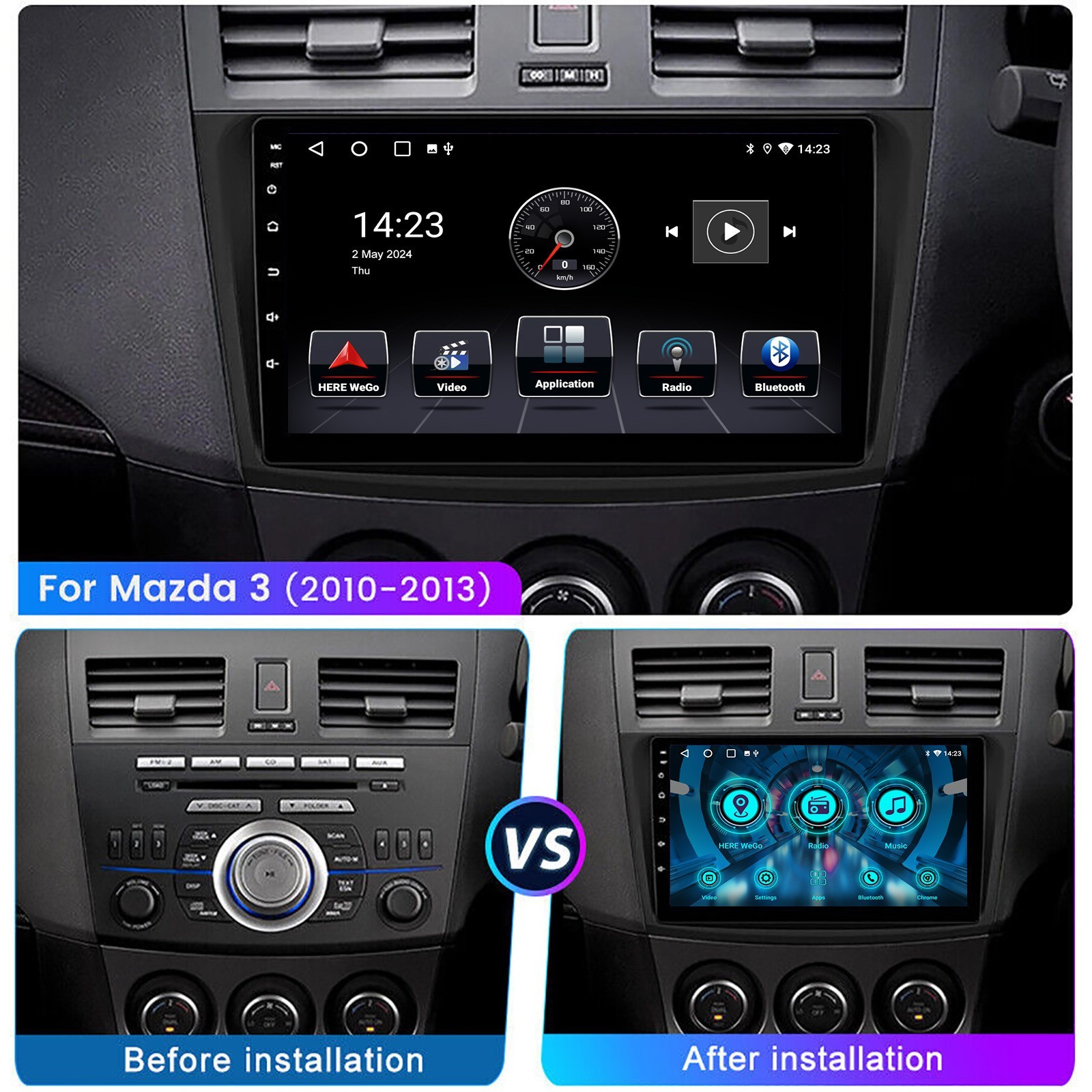 2+32GB For Mazda 3 2010-2013 Android 15 Car Stereo Radio GPS Navi CarPlay BT FM