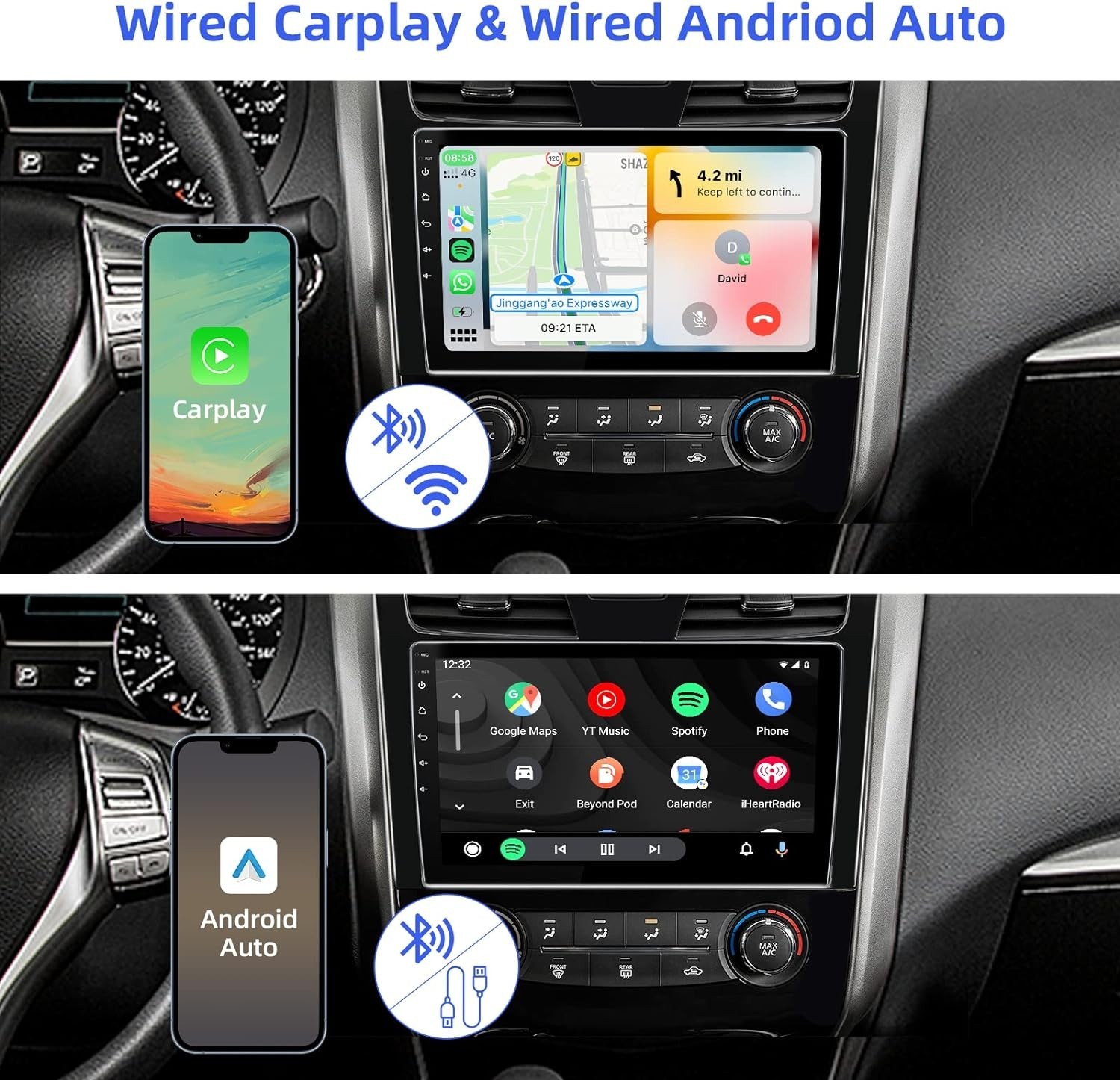 For Nissan Altima 2013-2015 Android 15 Apple Carplay Car Stereo Radio GPS Navi