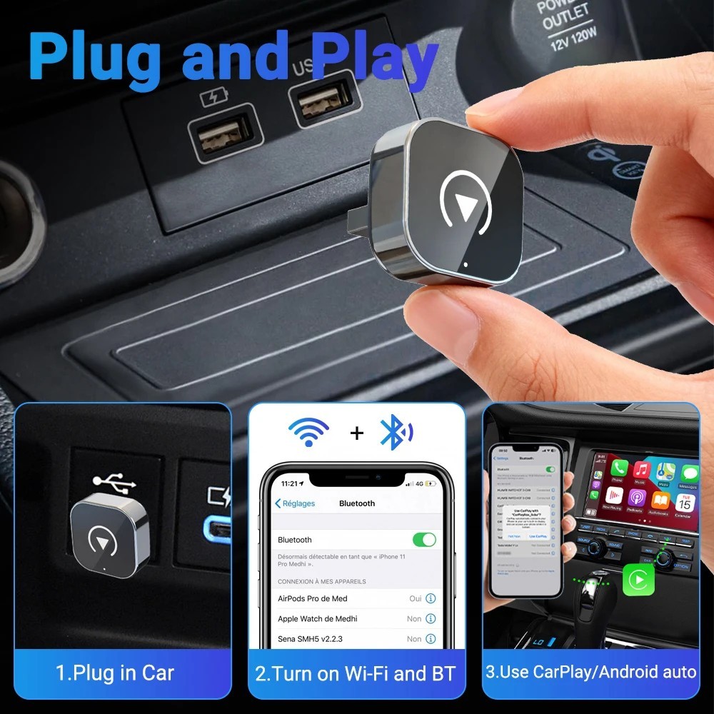2026 Wireless CarPlay Adapter For iPhone Apple Wireless Carplay USB Plug & Play