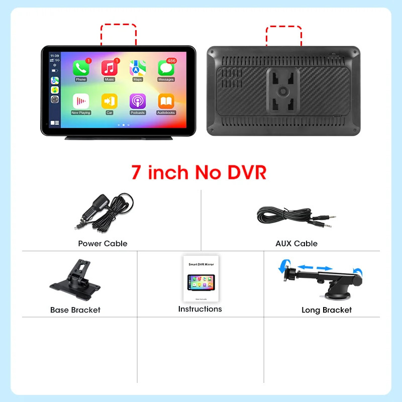 Jansite 7 Inch 2.5K Car DVR Wireless CarPlay Dash Cam GPS Vision Camera Mirror