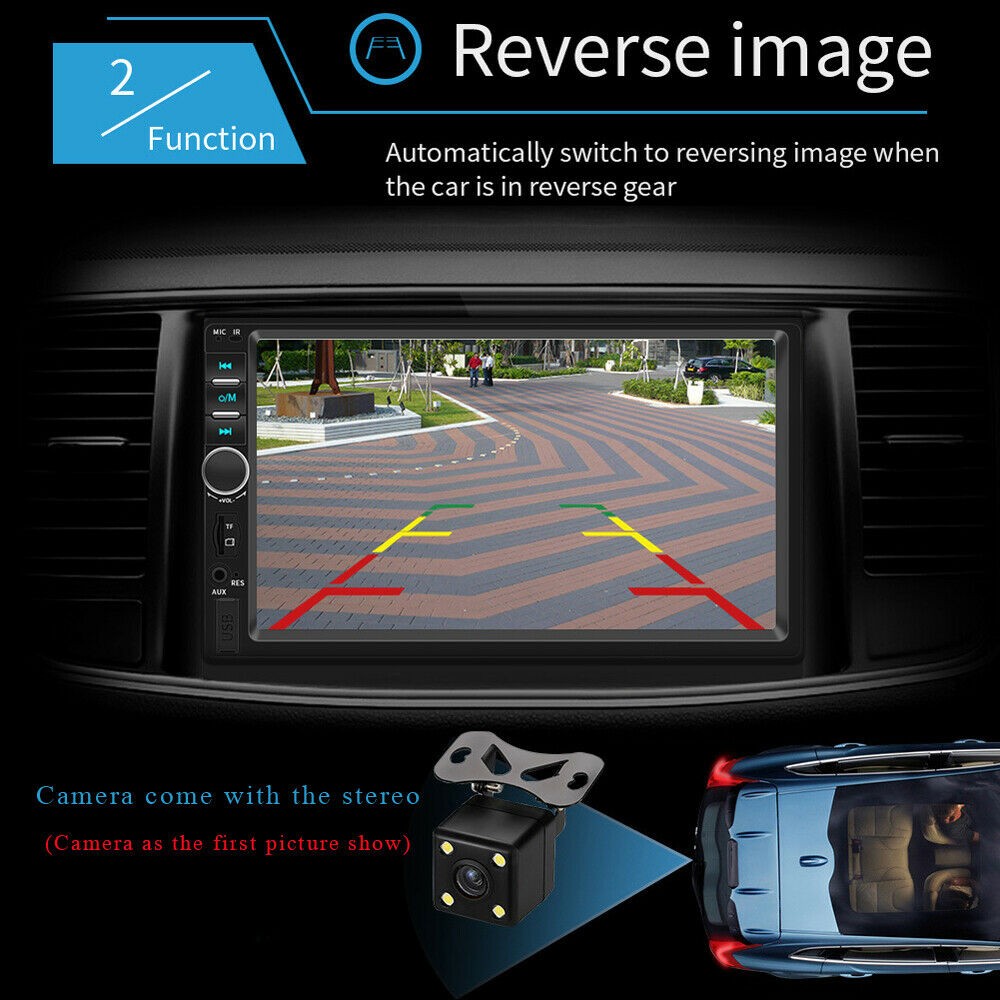7″ 2 Din Car Stereo Touch Screen Bluetooth Stereo FM USB AUX MP3 Player Camera