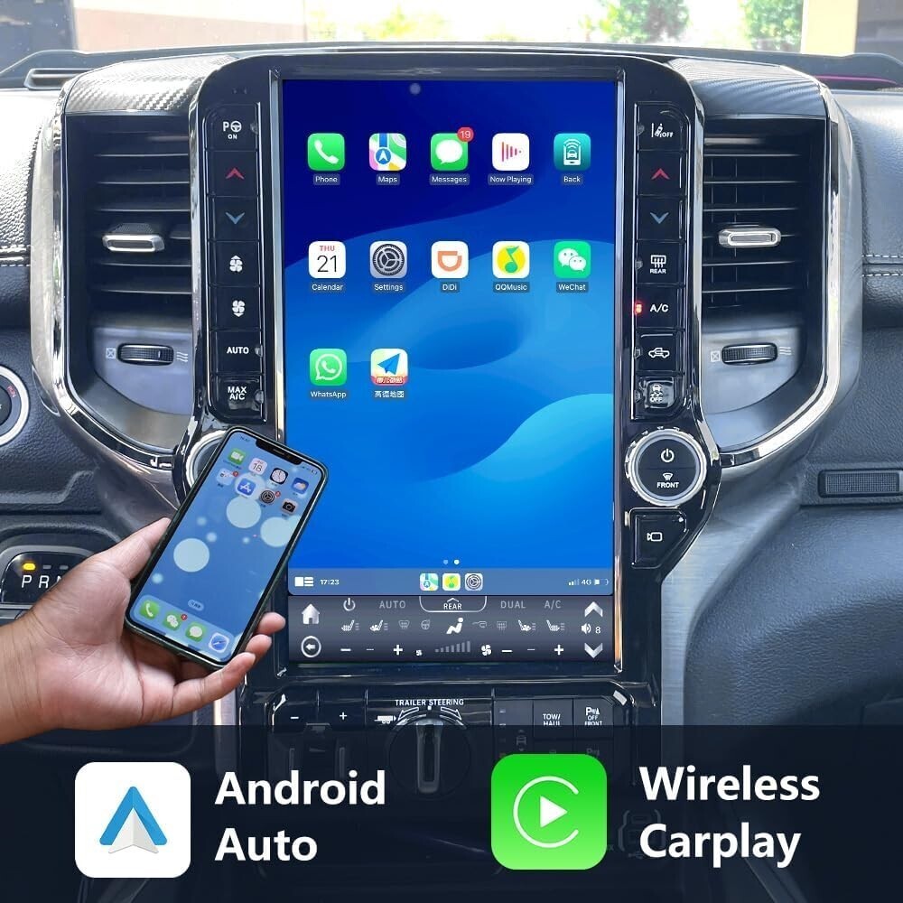 Large Display 13.6″ Android Car Stereo Radio Gps For 19-2024 Dodge Ram 1500 2500