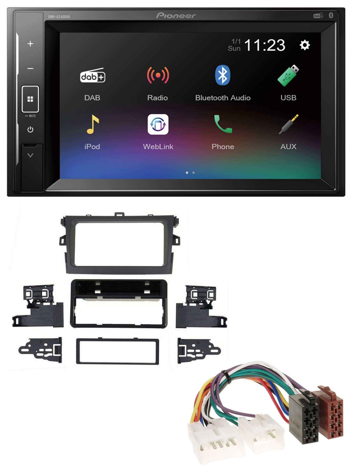 Pioneer DAB MP3 2DIN Bluetooth USB Car Stereo for Toyota Corolla 2009-2013 Silver