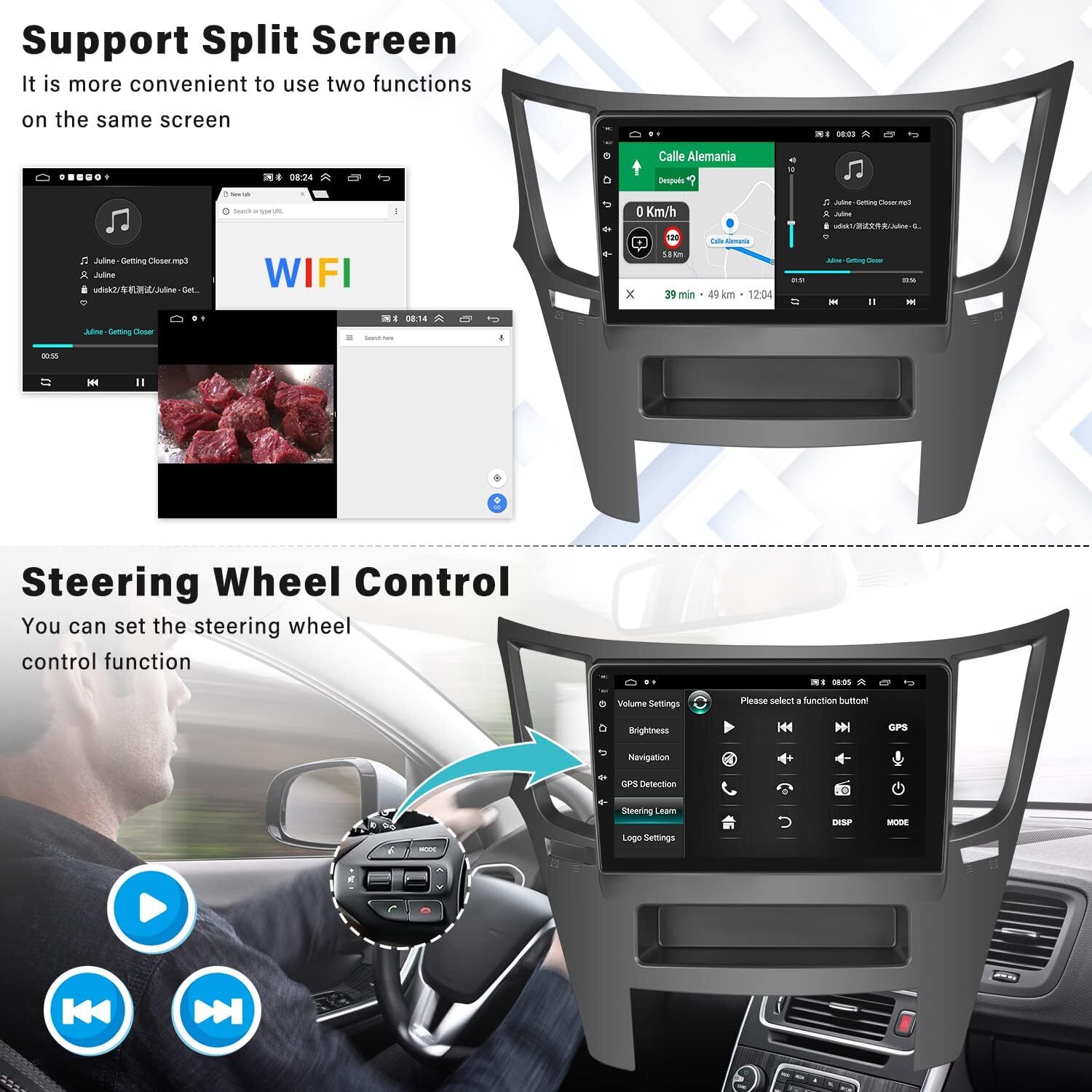 For 2009-2014 Subaru Legacy Outback Android14 4+64G Carplay GPS Car Radio Stereo