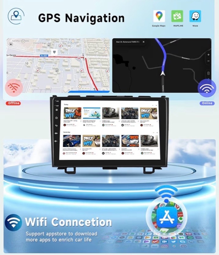 9”inch Car Radio Stereo for Honda CRV2007-2011 Android 13 GPS 4+64G BackupCamera