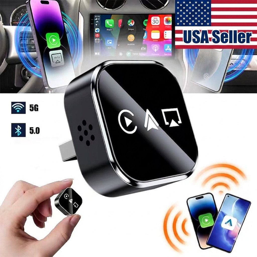 4IN1 Wired to Wireless CarPlay Adapter For iPhone Android AirPlay Mirror iOS 10+