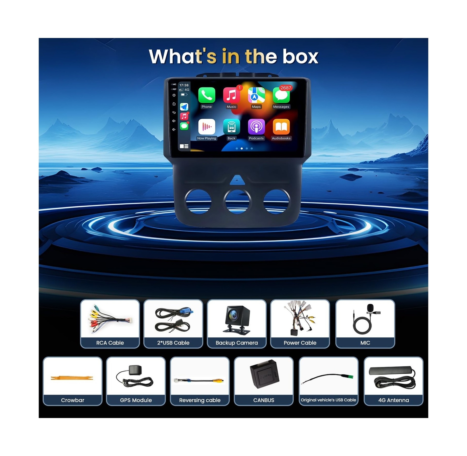 Car Stereo Radio for Dodge Ram 2013-2018 : 5GWiFi 8 Core 4+32G Wireless CarPl…