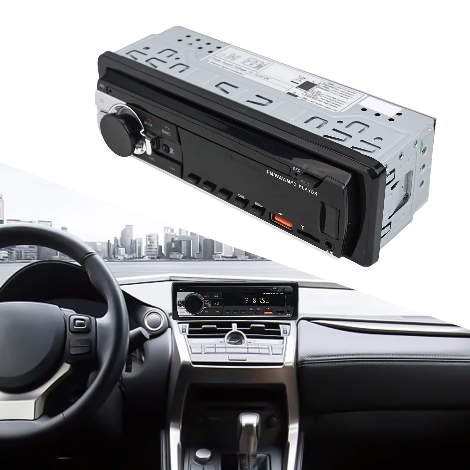 Sleek Black Design Powerful 60W Digital car for mp3 player features USB input