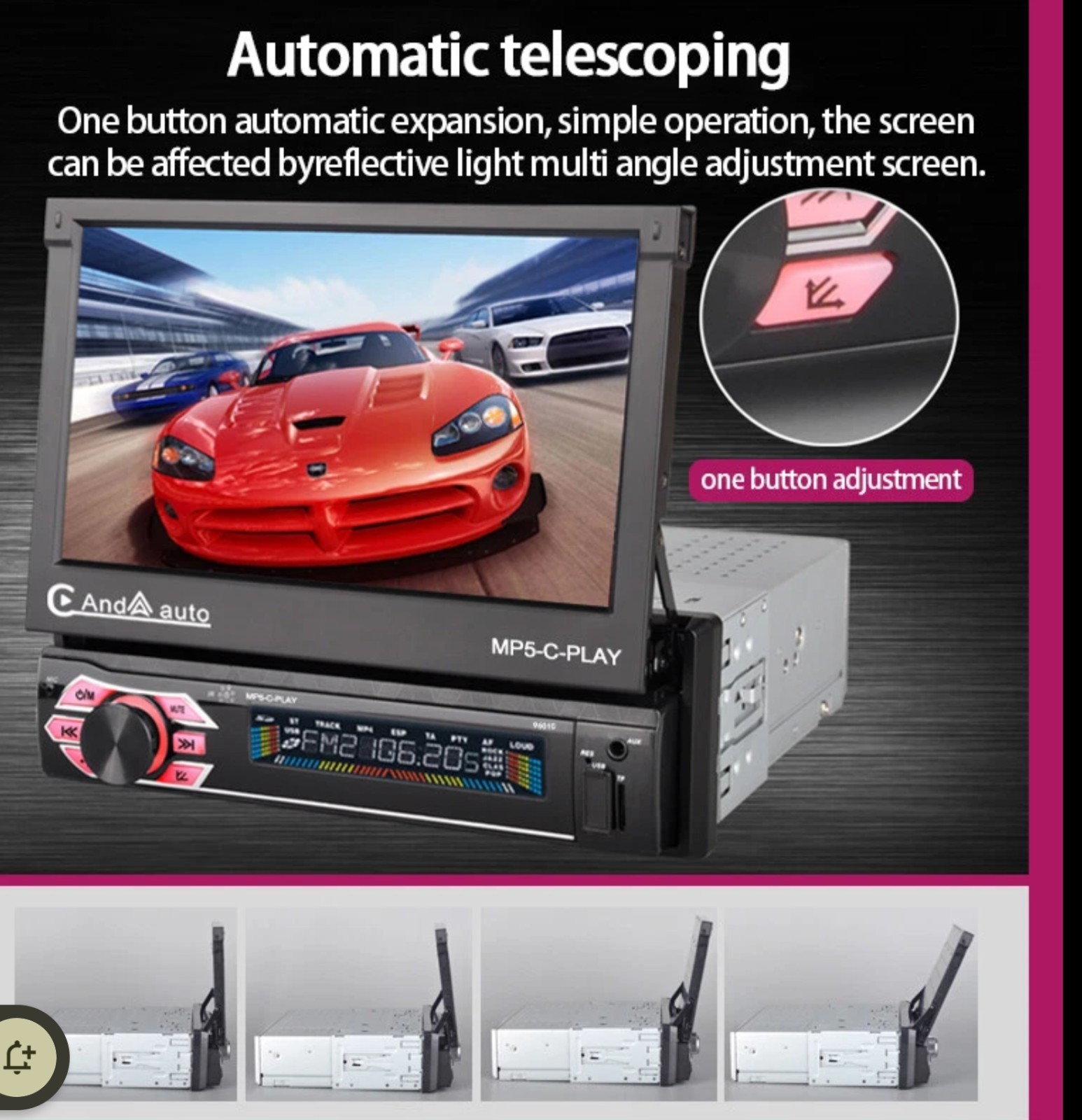 7” 1 Din Car Radio Flip Out Touch Screen Carplay Mirror Link BT TF FM Stereo