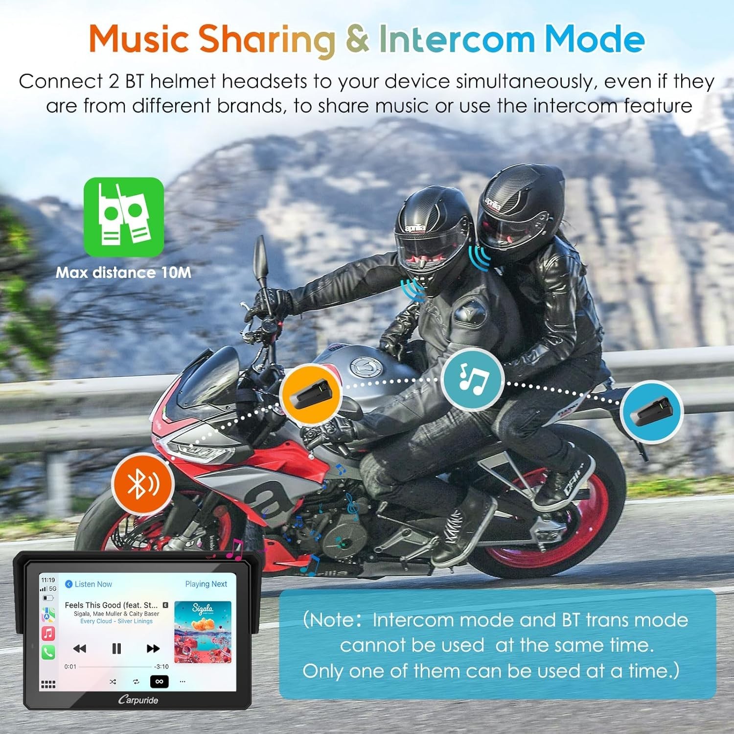 Carpuride W502Pro Motor Stereo Carplay Android Auto Intercom Compass Waterproof