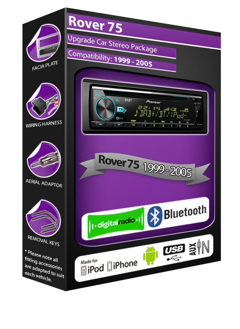 Rover 75 DAB radio, Pioneer car stereo CD USB AUX player, Bluetooth kit