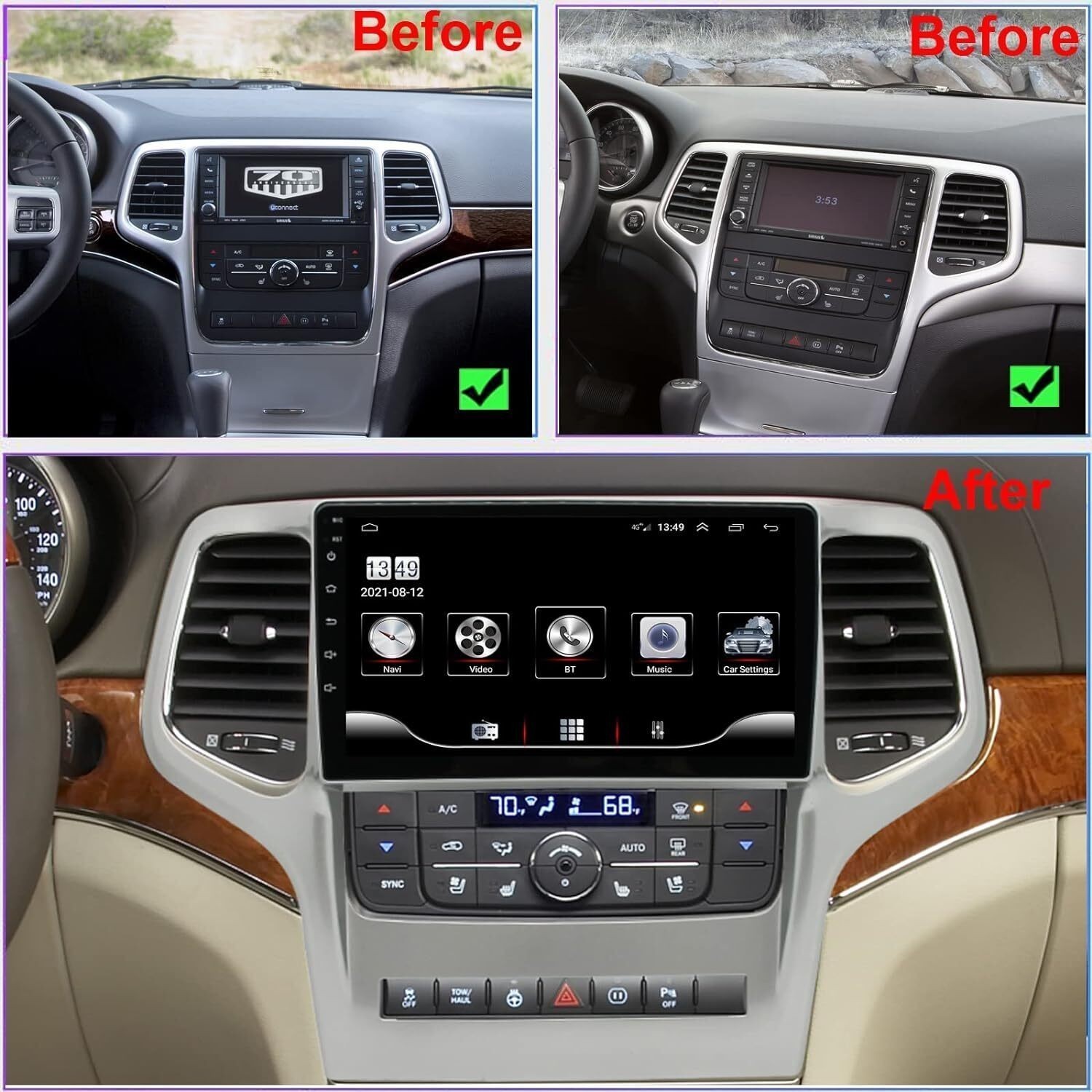 Car Radio Stereo Carplay For 2011-2013 Jeep Grand Cherokee Quad Core CarPlay