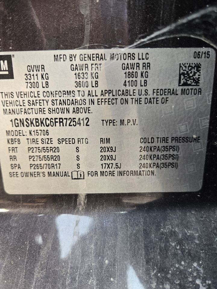 2015 Chevy Tahoe Radio Receiver ID Opt IO5 ID 13506456